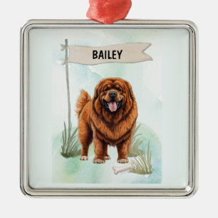 Tibetaanse Mastiff Waterverf Gepersonaliseerde Hon Metalen Ornament