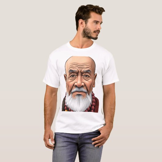 Tibetaanse ouderling gezicht illustratie t-shirt (Voorkant volledig)