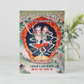Tibetaanse skeletten dansend Save the Date (Staand voorkant)