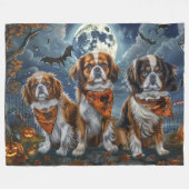 Tibetaanse Spaniel Halloween Spooky Fleece Deken (Voorkant (Horizontaal))