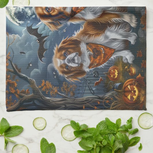 Tibetaanse Spaniel Halloween Spooky Theedoek (Gevouwen)