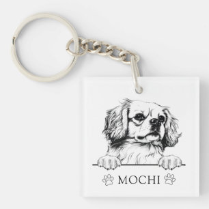 Tibetaanse Spaniël Hond Hand Tekening Gepersonalis Sleutelhanger