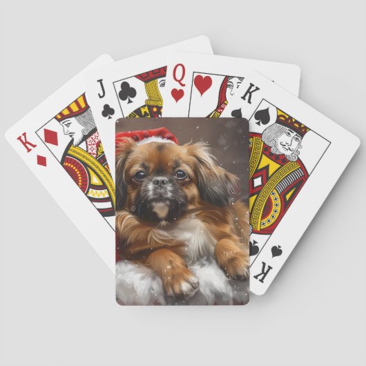 Tibetaanse Spaniël Hond Kerstfeest Pokerkaarten (Achterkant)