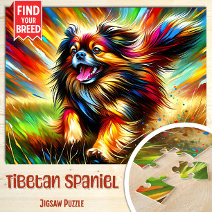 Tibetaanse Spaniel Hond Portret Acryl Kunstprint H Legpuzzel