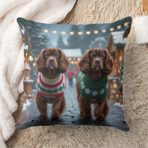 Tibetaanse Spaniel Honden Kerst Sneeuw Vakantie Kussen