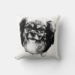 Tibetaanse Spaniel Kussen – Elegante Inkt Honden K