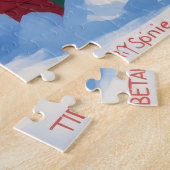 Tibetaanse Spaniel loopt in de sneeuw met kerst Pe Legpuzzel (Zijkant)