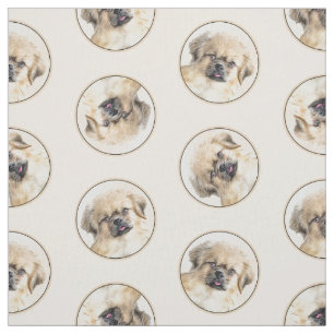 Tibetaanse Spaniel Schilderij Cream en White Dog A Stof