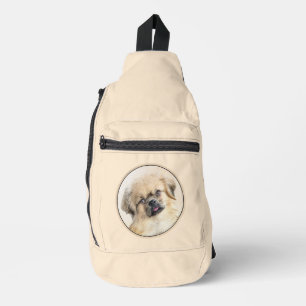Tibetaanse Spaniel Schilderij Crème en Witte Hond Sling Bag