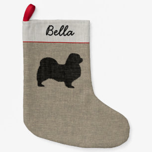 Tibetaanse Spaniel Silhouette Hond Vakantie Custom Kleine Kerstsok