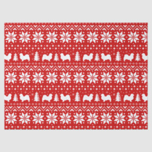 Tibetaanse Spaniel Silhouetten Kerstpatroon Tissuepapier