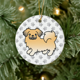 Tibetaanse spaniel van de vachtkleur hertenvaal in keramisch ornament