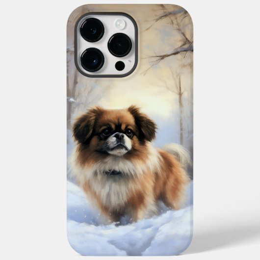 Tibetaanse Spanjaard liet het sneeuwen Kerstmis Case-Mate iPhone Case (Achterkant)