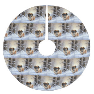 Tibetaanse Spanjaard liet het sneeuwen Kerstmis Kerstboom Rok