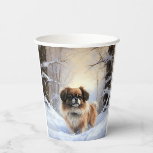 Tibetaanse Spanjaard liet het sneeuwen Kerstmis Papieren Bekers (Achterkant)