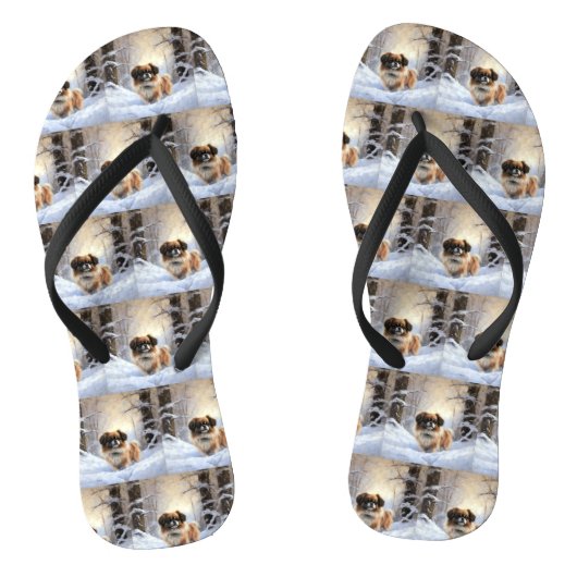 Tibetaanse Spanjaard liet het sneeuwen Kerstmis Teenslippers (Voetbed)