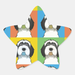 Tibetaanse Terriër Cartoon Pop-Art Ster Sticker