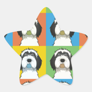 Tibetaanse Terriër Cartoon Pop-Art Ster Sticker