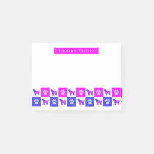 Tibetaanse Terrier Dog & Paw Print Hot Pink & Blue Post-it® Notes