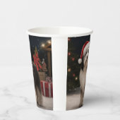 Tibetaanse Terriër Hond in Sneeuw Kerstmis Papieren Bekers (Links)