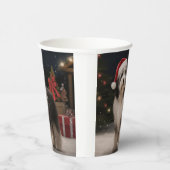 Tibetaanse Terriër Hond in Sneeuw Kerstmis Papieren Bekers (Rechts)