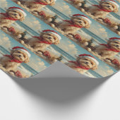 Tibetaanse Terriër Hond Kerst  Strand Cadeaupapier (Hoek)