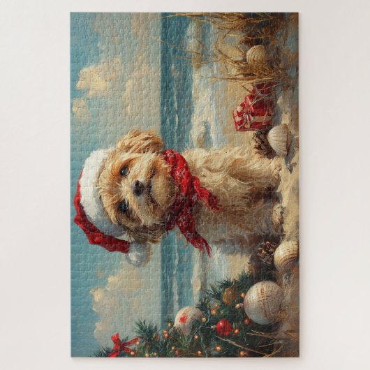 Tibetaanse Terriër Hond Kerst Strand Legpuzzel (Verticaal)