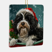 Tibetaanse Terriër Hond Kerstfeest Keramisch Ornament (Rechts)