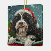 Tibetaanse Terriër Hond Kerstfeest Keramisch Ornament (Links)