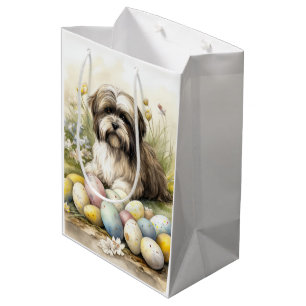Tibetaanse Terriër-hond met Pasen-eieren Vakantie Medium Cadeauzakje