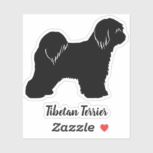 Tibetaanse Terriër Hond Silhouette Vinyl Sticker (Vel)