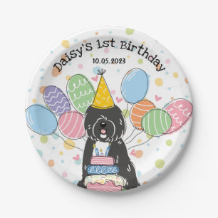 Tibetaanse Terriër Hond Verjaardagsfeestje Papier Papieren Bordje