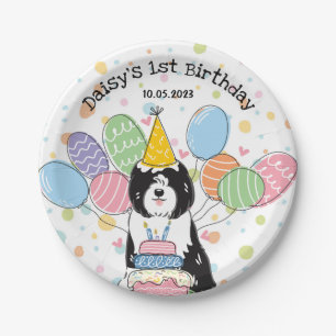 Tibetaanse Terriër Hond Verjaardagsfeestje Papier  Papieren Bordje