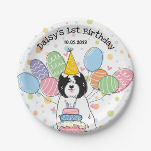 Tibetaanse Terriër Hond Verjaardagsfeestje Papier Papieren Bordje