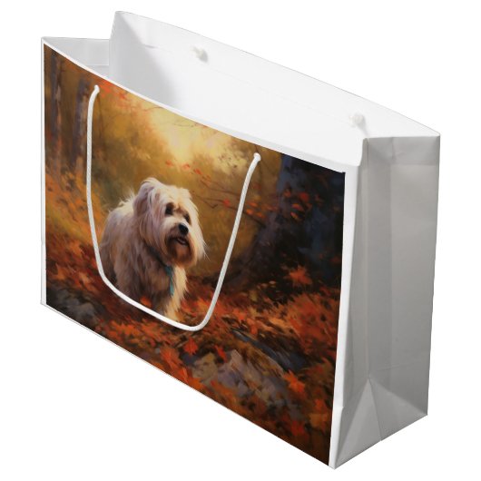 Tibetaanse Terriër in de herfst laat Herfst inspir Groot Cadeauzakje (Voorkant Gekanteld)