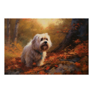 Tibetaanse Terriër in herfstbladeren val inspirere Perfect Poster
