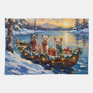 Tibetaanse Terrier Kerstboot Vakantie Theedoek