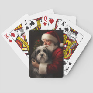 Tibetaanse Terriër Kerstman Festieve Kerstmis Pokerkaarten