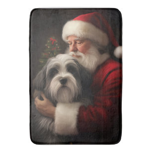 Tibetaanse Terrier Kerstman Festive Kerstmis Badmat