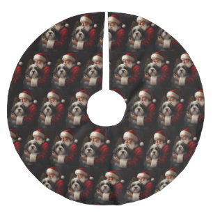 Tibetaanse Terrier Kerstman Festive Kerstmis Kerstboom Rok
