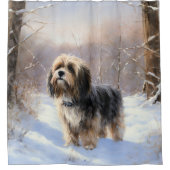 Tibetaanse terriër liet het sneeuwen Kerstmis Douchegordijn (Voorkant)