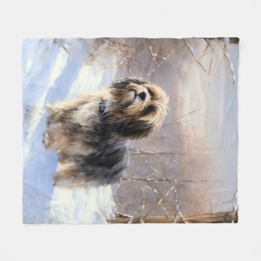 Tibetaanse terriër liet het sneeuwen Kerstmis Fleece Deken (Voorkant (Horizontaal))