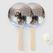 Tibetaanse terriër liet het sneeuwen Kerstmis Handwaaier (Voorkant en achterkant)