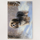 Tibetaanse terriër liet het sneeuwen Kerstmis Legpuzzel (Verticaal)