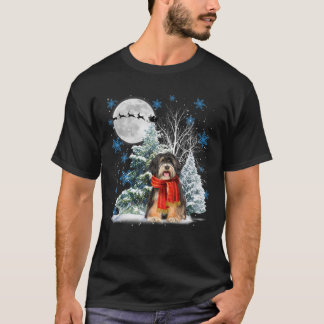 Tibetaanse Terrier onder Moonlight Snow kerstpaj T-shirt