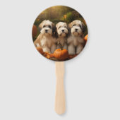 Tibetaanse Terriër Puppy Herfst Delight Pompoen Handwaaier (Achterkant)