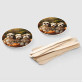 Tibetaanse Terriër Puppy Herfst Delight Pompoen Handwaaier (Niet-gemonteerd)