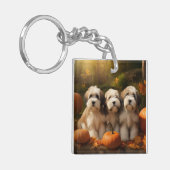 Tibetaanse Terriër Puppy Herfst Delight Pompoen Sleutelhanger (Voorkant Links)