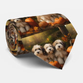 Tibetaanse Terriër Puppy Herfst Delight Pompoen Stropdas (Opgerold)