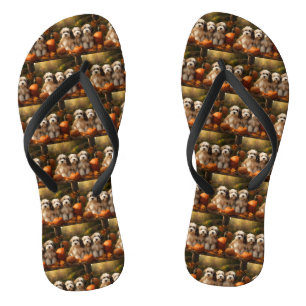 Tibetaanse Terriër Puppy Herfst Delight Pompoen Teenslippers